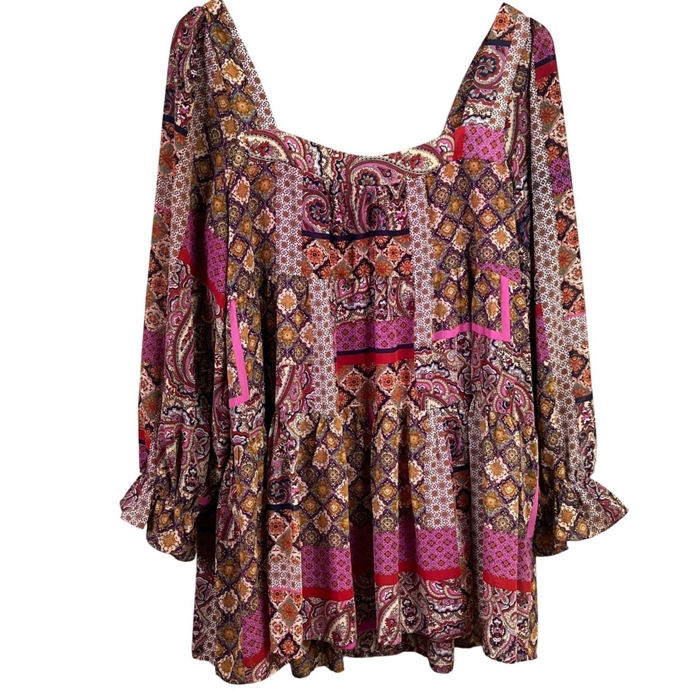 Aakaa Peasant Cottage‎ Western Boho Artsy Multicolored Tiered Mini Dress Medium - Picture 5 of 8